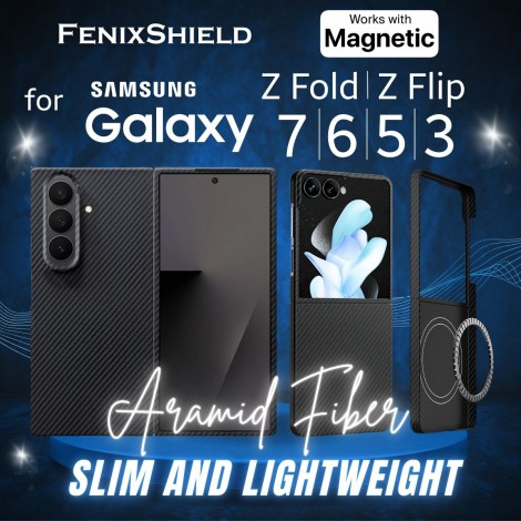 เคส FenixShield Aramid Carbon Fiber สำหรับ Galaxy Z Fold7 / Flip7 / Fold6 / Flip6 / Fold5 / Flip5 / Flip3