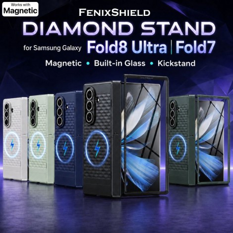 เคส พร้อมฟิล์มกระจก FenixShield Diamond Stand สำหรับ Samsung Galaxy Z Fold8 Ultra / Fold7 เคส พร้อมฟิล์มกระจก FenixShield Diamond Stand สำหรับ Samsung Galaxy Z Fold8 Ultra / Fold7