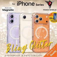 (แถมฟิล์ม) เคสกากเพชร FenixShield Bling Glitter สำหรับ iPhone 17 / 16e / 16 / 15 / 14 / 13 / 12 / Air / Plus / Pro Max / mini