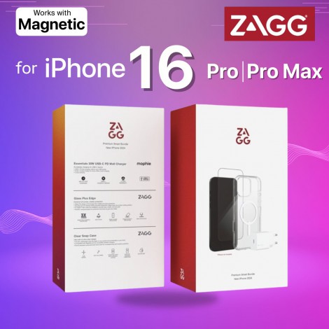 (ลดล้างสต็อค) เคส ฟิล์มและหัวชาร์จ ZAGG Bundle Set สำหรับ iPhone 16 Pro / 16 Pro Max (ลดล้างสต็อค) เคส ฟิล์มและหัวชาร์จ ZAGG Bundle Set สำหรับ iPhone 16 Pro / 16 Pro Max
