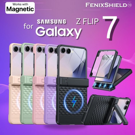  เคส พร้อมฟิล์มกระจก FenixShield Diamond Stand สำหรับ Samsung Galaxy Z Flip7