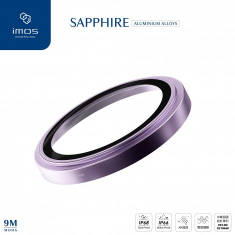 กระจกกันรอย เลนส์กล้อง IMOS Sapphire Lens Protector สำหรับ iPhone 17 / Air / 16e / 16 / 15 / 14 / Plus