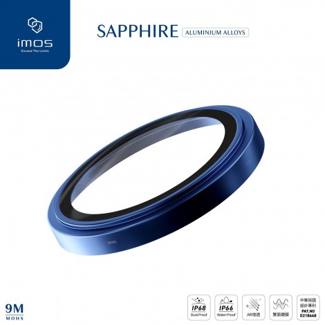 กระจกกันรอย เลนส์กล้อง IMOS Sapphire Lens Protector สำหรับ iPhone 17 / Air / 16e / 16 / 15 / 14 / Plus