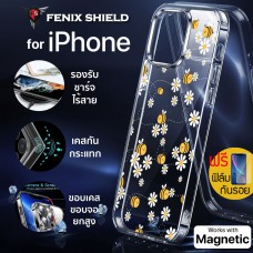 (แถมฟิล์ม) เคส FenixShield Crystal Hybrid [ FLOWER BEE ] with MagSafe สำหรับ iPhone 15 / 14 / 13 / 12 / Plus / Pro / Pro Max / mini