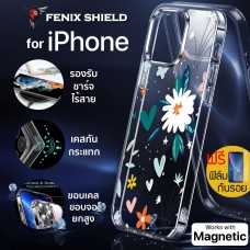 (แถมฟิล์ม) เคส FenixShield Crystal Hybrid [ FLOWER HEART ] with MagSafe สำหรับ iPhone 15 / 14 / 13 / 12 / Plus / Pro / Pro Max / mini