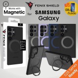 (วงแหวนหมุนได้+แถมฟิล์ม) เคส FenixShield 360 Rotatable Magnetic Stand สำหรับ Samsung Galaxy S25 / S24 / Plus / Ultra