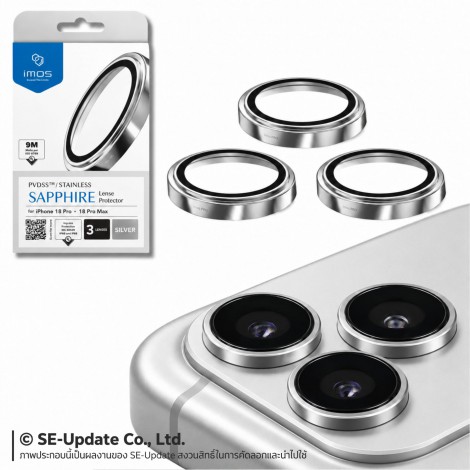 กระจกกันรอย เลนส์กล้อง IMOS Sapphire Lens Protector สำหรับ iPhone 18 / 17 / 16 / 15 / 14 / Pro / Pro Max