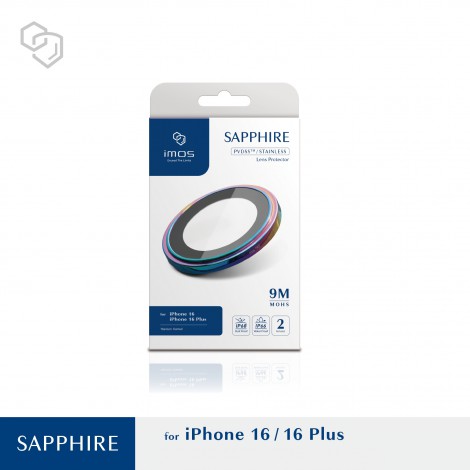 กระจกกันรอย เลนส์กล้อง IMOS Sapphire Lens Protector สำหรับ iPhone 17 / Air / 16e / 16 / 15 / 14 / Plus