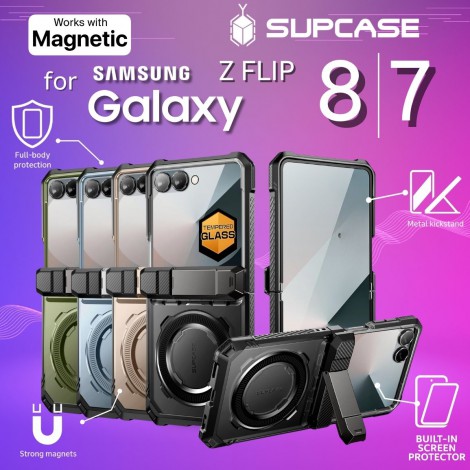 เคส พร้อมฟิล์มกระจก SUPCASE Unicorn Beetle Grip สำหรับ Samsung Galaxy Z Flip8 / Flip7 เคส พร้อมฟิล์มกระจก SUPCASE Unicorn Beetle Grip สำหรับ Samsung Galaxy Z Flip8 / Flip7