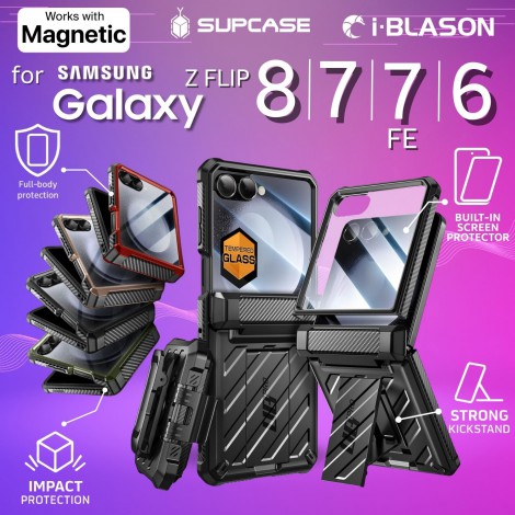 เคส พร้อมฟิล์มกระจก SUPCASE UB PRO / i-Blason ARMORBOX สำหรับ Samsung Galaxy Z Flip8 / Flip7 / FE / Flip6 เคส พร้อมฟิล์มกระจก SUPCASE UB PRO / i-Blason ARMORBOX สำหรับ Samsung Galaxy Z Flip8 / Flip7 / FE / Flip6