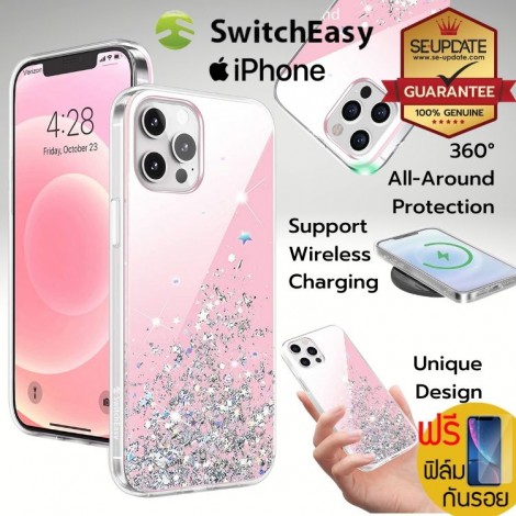 ( ของแท้ ) เคส Switcheasy Starfield Shiny สำหรับ iPhone 12 / 12 Pro / 12 Pro Max [ Transparent Rose ]