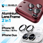 กระจกกันเลนส์กล้อง HIShiled Aluminum Lens Frame 2 in 1 สำหรับ iPhone Duo / 18 Pro / 18 Pro Max
