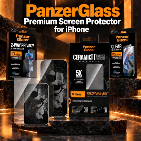 ฟิล์มกันรอย PanzerGlass สำหรับ iPhone Duo / 18 / 17 / 16 / 15 / Air / Plus / Pro / Pro Max