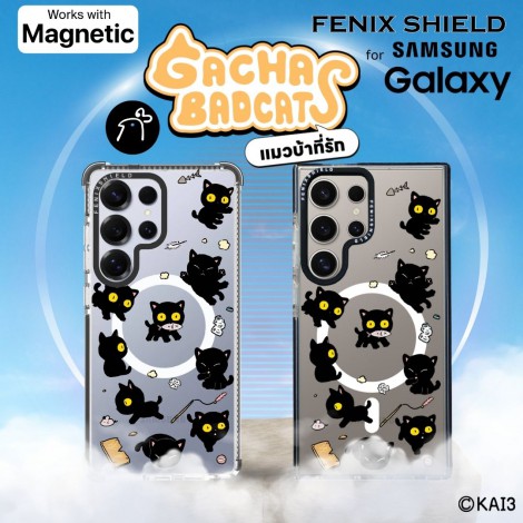 เคส FenixShield x Kai3 Gacha Badcats - [ Black Kitten ] สำหรับ Galaxy S26 / S25 / S24 / S23 / FE / Plus / Ultra