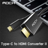 (มีรับประกัน) ROCK สายแปลง USB Type C to HDMI Cable (4K)