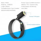 (มีรับประกัน) ROCK สายแปลง USB Type C to HDMI Cable (4K)