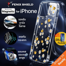 (แถมฟิล์ม) เคส FenixShield Crystal Hybrid [ FLOWER BEE ] สำหรับ iPhone 16 / 15 / 14 / 13 / 12 / Plus / Pro / Pro Max / mini