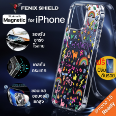 (แถมฟิล์ม) เคส FenixShield Crystal Hybrid [ FEMINISM ] สำหรับ iPhone 16 / 15 / 14 / 13 / 12 / Plus / Pro / Pro Max / mini