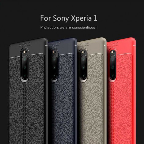 เคส SONY Xperia 1 Dermatoglyph Full Cover Leather TPU Case