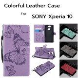 เคสหนังฝาพับ SONY Xperia 10 The Butterfly Colorful Leather Case