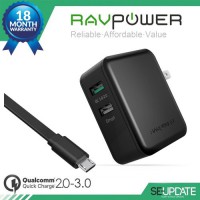 [ของแท้] Adapter ที่ชาร์จ RAVPower 30W Dual Port Charger for Quick Charge 3.0 + แถมสายชาร์จ