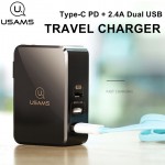 Adapter ที่ชาร์จ USAMS 41W Travel Charger Type-C PD + 2.4A Dual Charger 