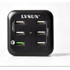 Adapter ที่ชาร์จ LVSUN 6 Ports USB Wall Fast Charger with Quick Charge 2.0 (QC 2.0) + แถมหัวปลั๊กนานาชาติ