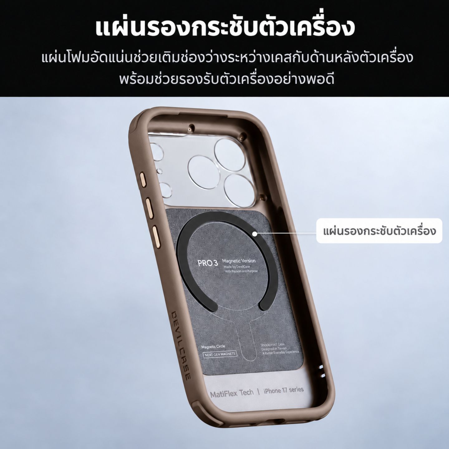แผ่นรองภายในเคสช่วยรองรับตัวเครื่อง