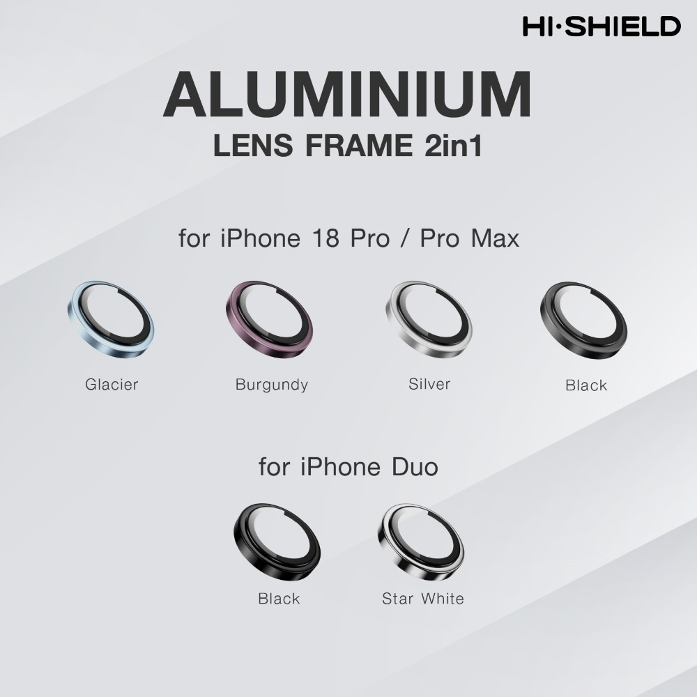 สี HI-SHIELD Aluminium Lens Frame 2-in-1 สำหรับ iPhone 18 Pro / Pro Max และ iPhone Duo