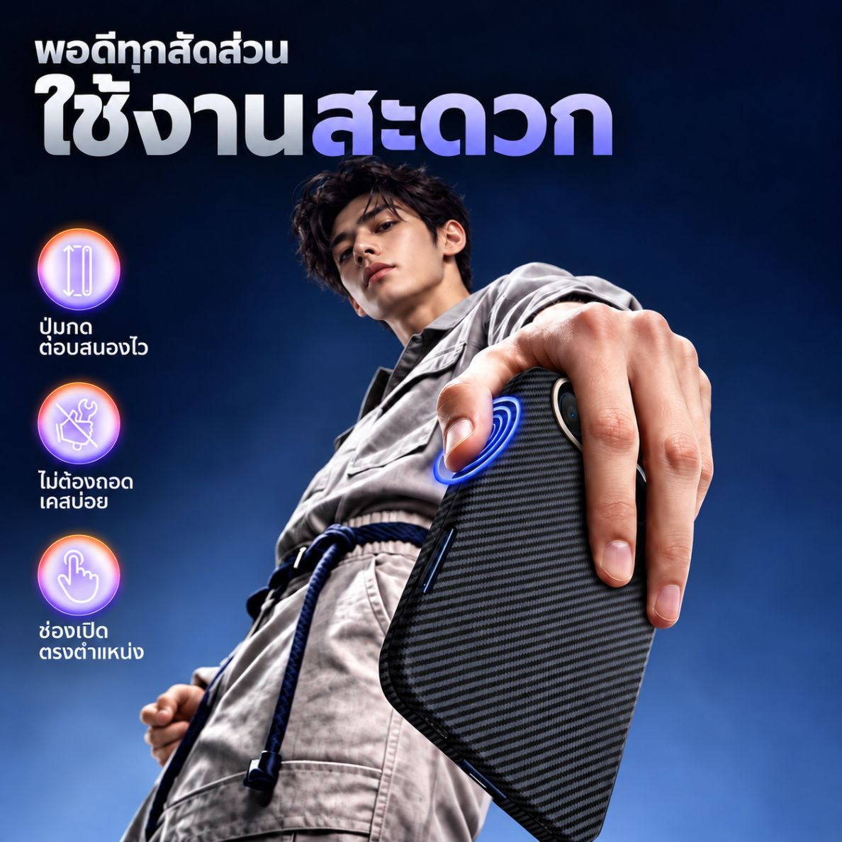 ช่องเปิดปุ่มและพอร์ตของเคส FenixShield สำหรับ iPhone Duo