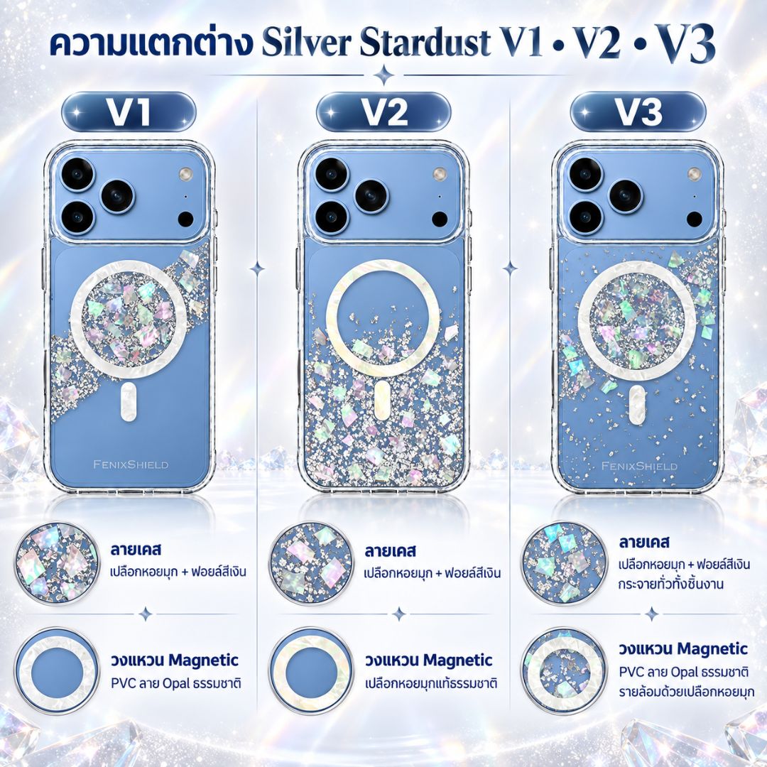FenixShield Eleganz Silver Stardust สำหรับ iPhone